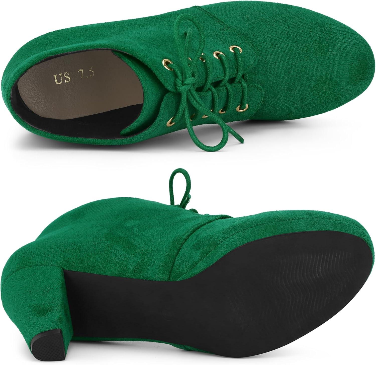 imageAllegra K Womens Lace Up Platform Block Heels Ankle BootsEmerald Green