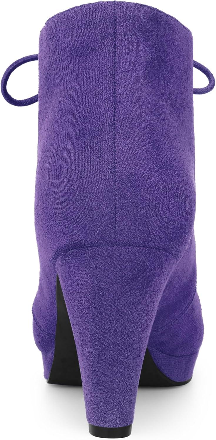imageAllegra K Womens Lace Up Platform Block Heels Ankle BootsPurple