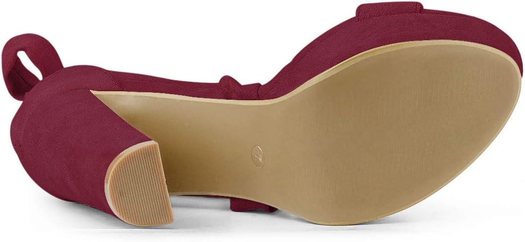 imageAllegra K Womens Lace Up Platform Burgundy Block Heels Sandals  8 M US