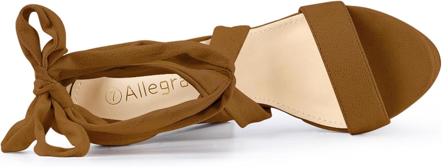 imageAllegra K Womens Lace Up Platform Heels Sandals Brown Heels Sandals 6 M US