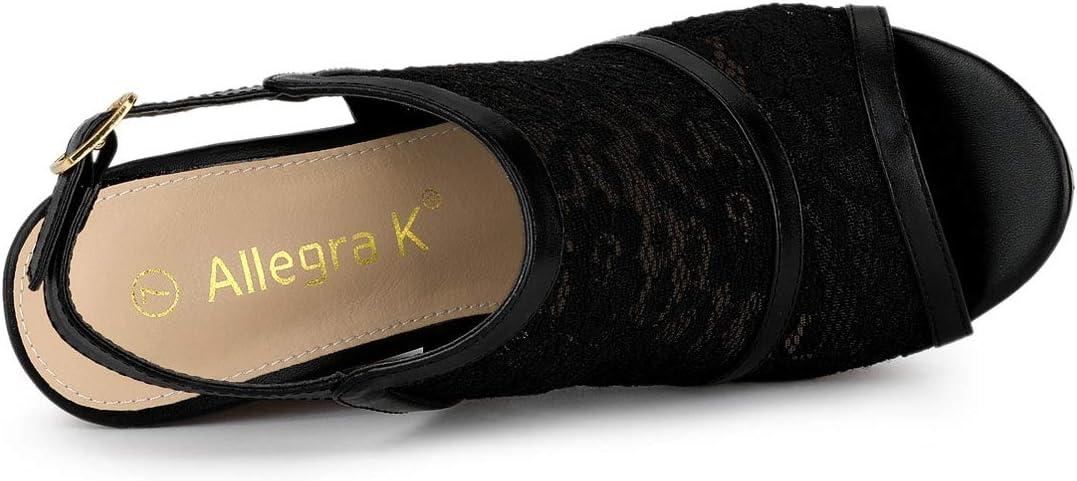 imageAllegra K Womens Open Toe Platform Heel Lace Wedges SandalsBlack