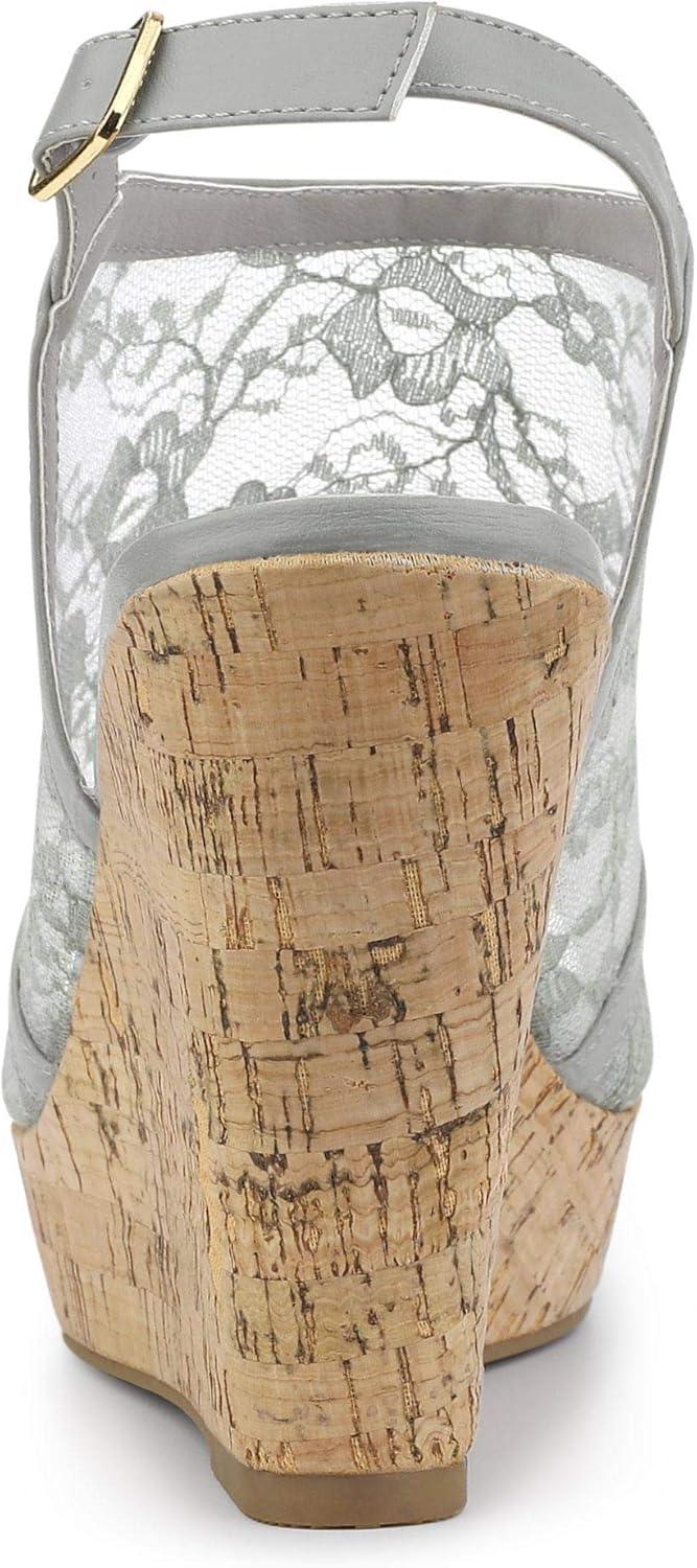 imageAllegra K Womens Open Toe Platform Heel Lace Wedges SandalsGrey