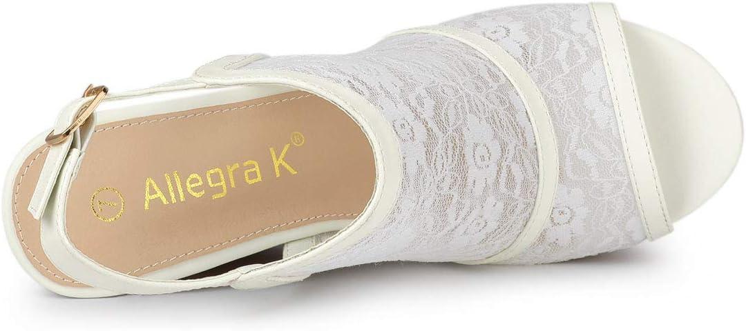 imageAllegra K Womens Open Toe Platform Heel Lace Wedges SandalsWhite