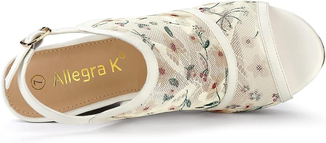 imageAllegra K Womens Open Toe Platform Heel Lace Wedges SandalsWhite Green