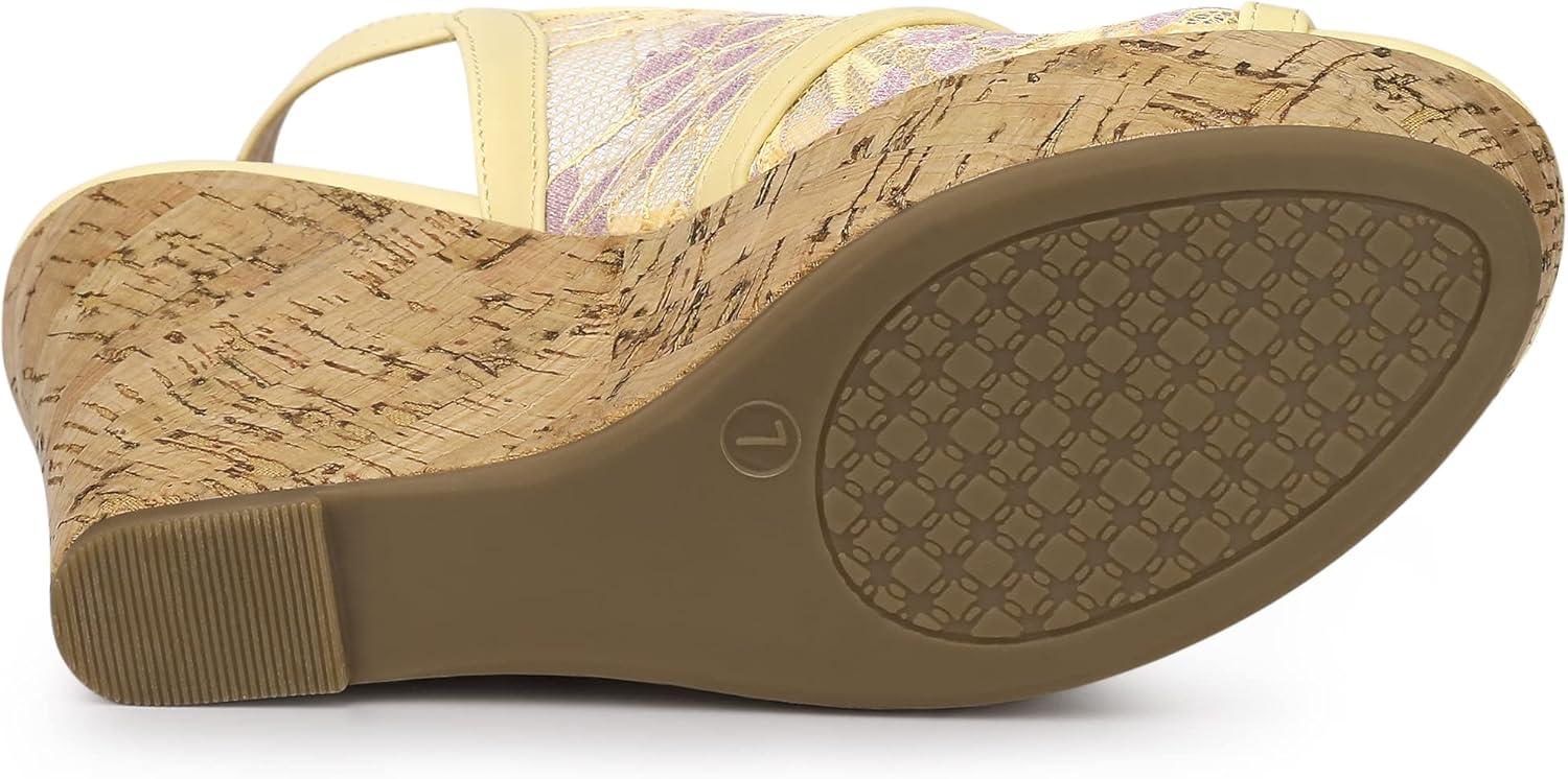 imageAllegra K Womens Open Toe Platform Heel Lace Wedges SandalsYellow Purple