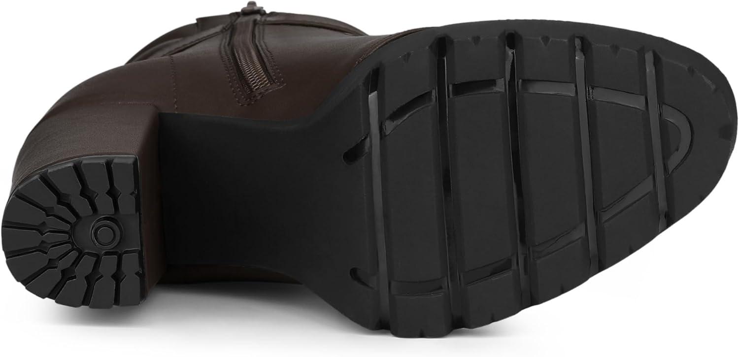 imageAllegra K Womens Platform Ankle Boots Lace Up Block Heels Combat BootsCoffee