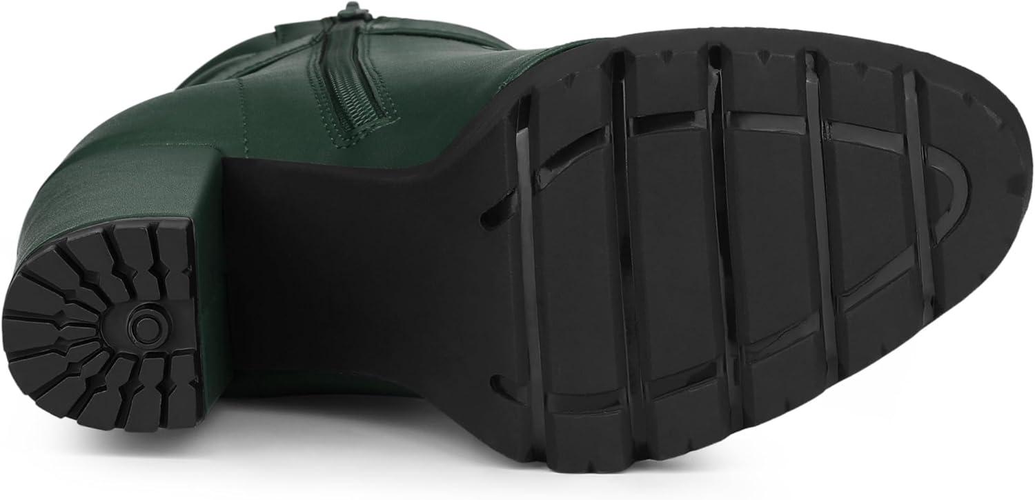 imageAllegra K Womens Platform Ankle Boots Lace Up Block Heels Combat BootsDark Green