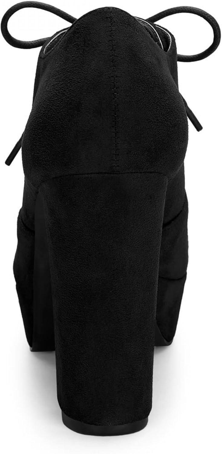 imageAllegra K Womens Platform Chunky Heel Lace Up BootiesBlack