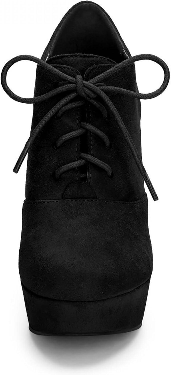 imageAllegra K Womens Platform Chunky Heel Lace Up BootiesBlack