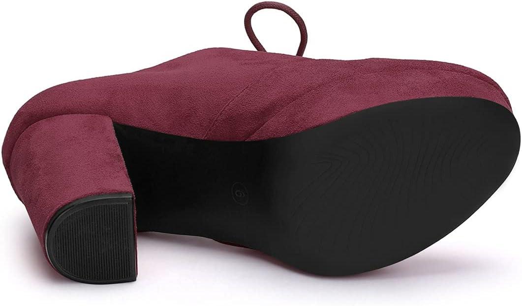 imageAllegra K Womens Platform Chunky Heel Lace Up BootiesBurgundy