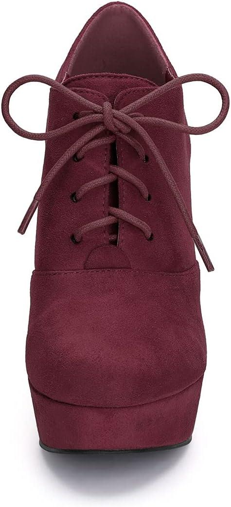 imageAllegra K Womens Platform Chunky Heel Lace Up BootiesBurgundy