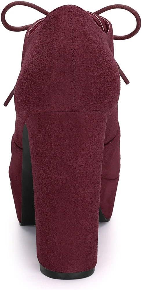 imageAllegra K Womens Platform Chunky Heel Lace Up BootiesBurgundy