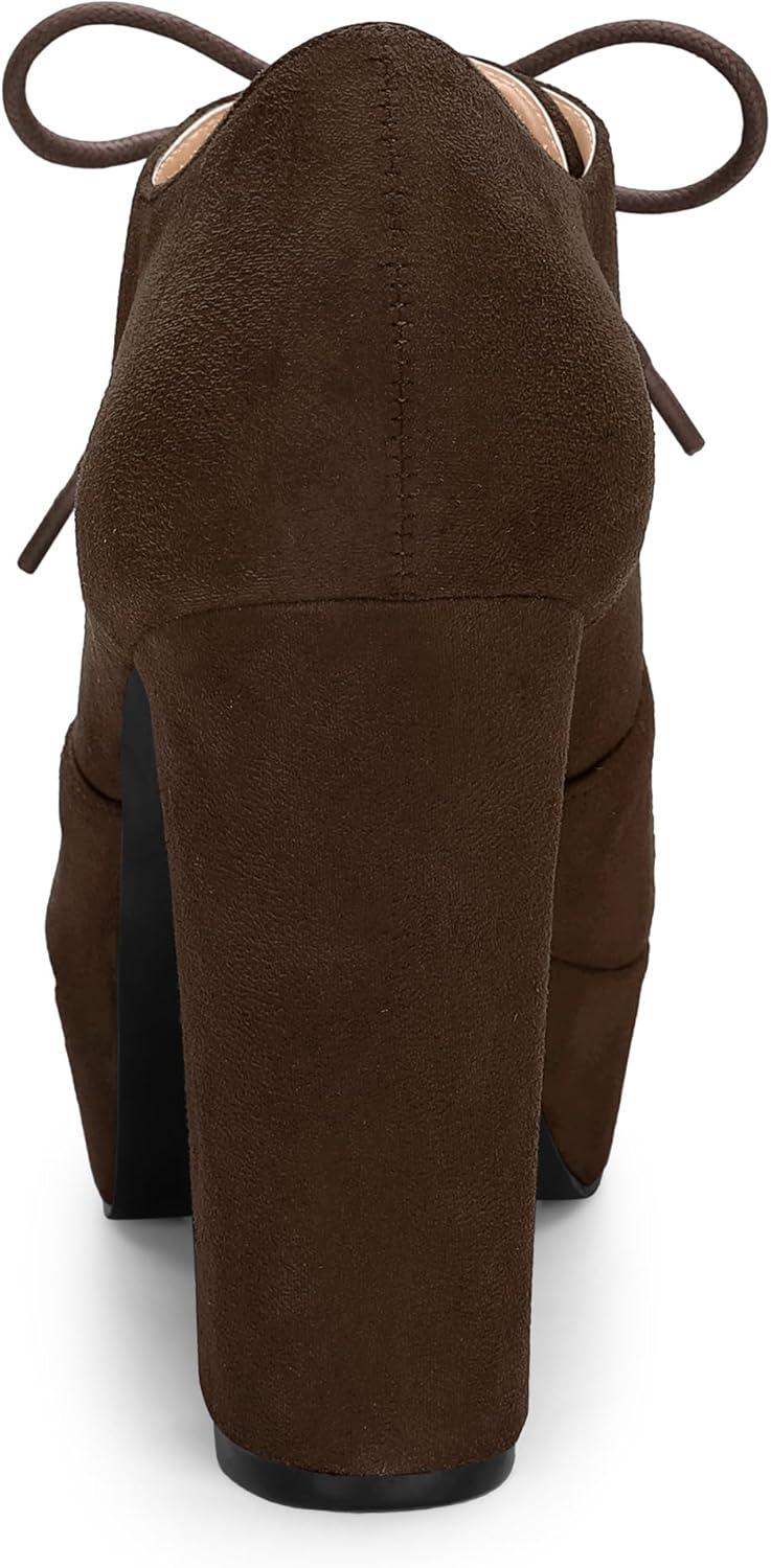 imageAllegra K Womens Platform Chunky Heel Lace Up BootiesDark Brown