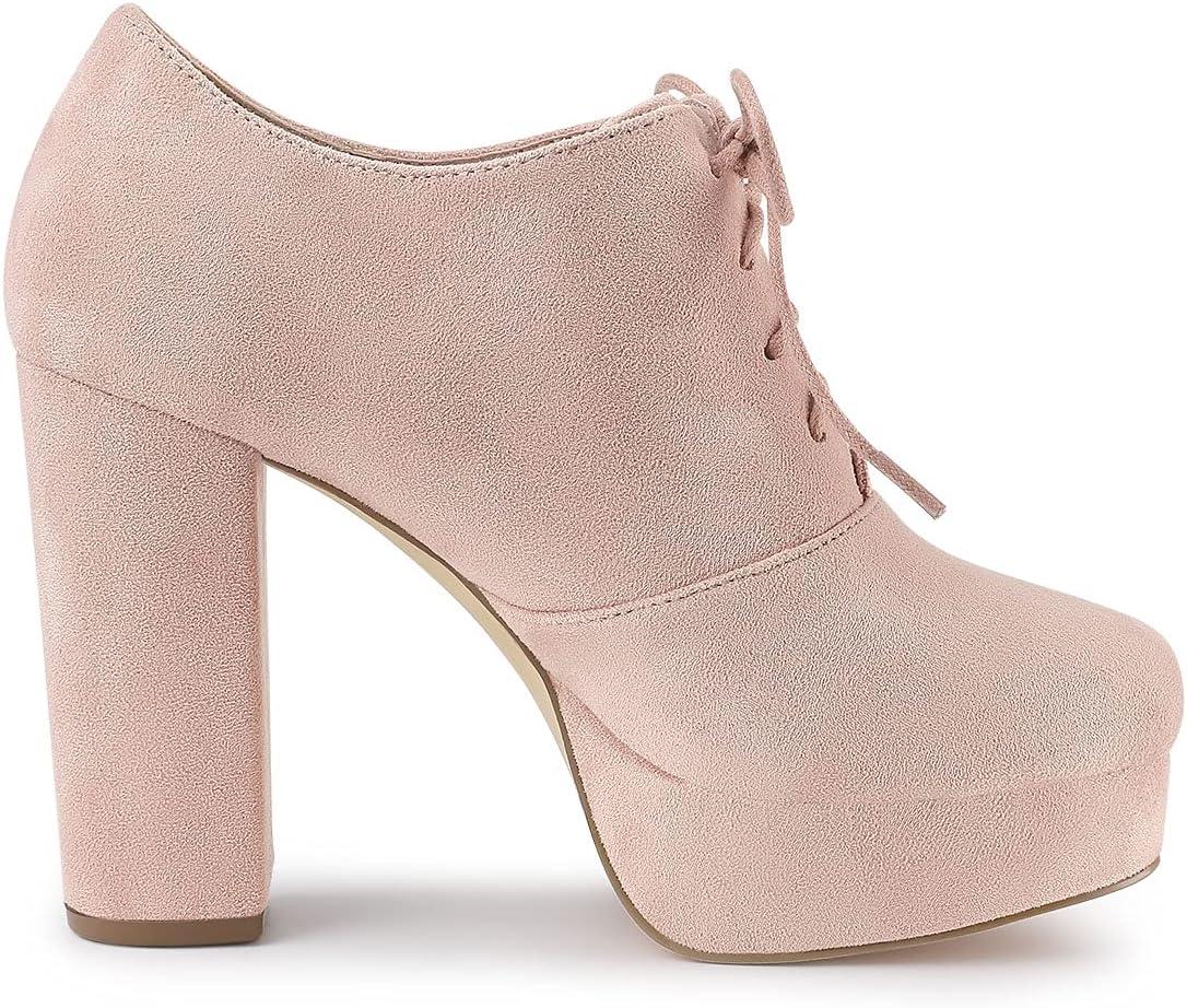imageAllegra K Womens Platform Chunky Heel Lace Up BootiesDusty Pink