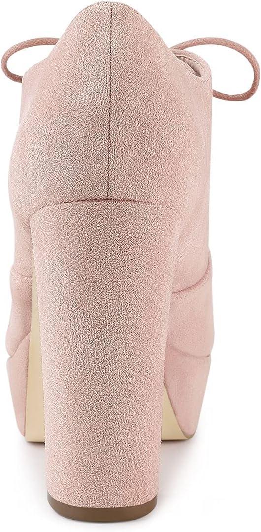 imageAllegra K Womens Platform Chunky Heel Lace Up BootiesDusty Pink