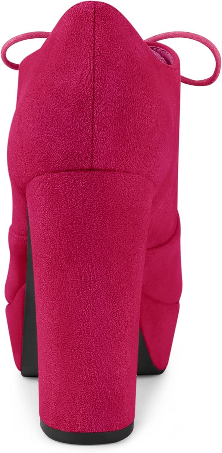 imageAllegra K Womens Platform Chunky Heel Lace Up BootiesHot Pink