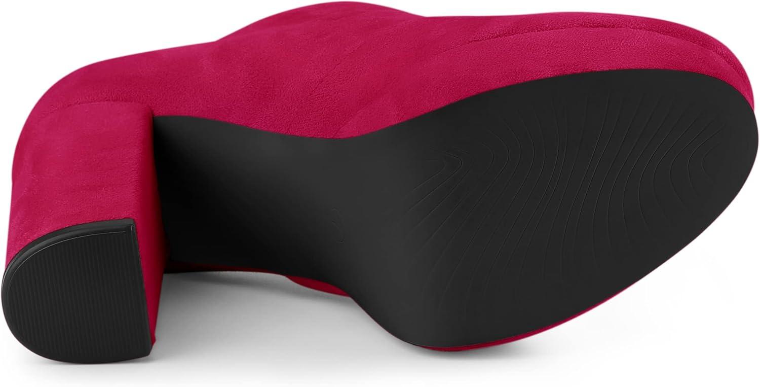 imageAllegra K Womens Platform Chunky Heel Lace Up BootiesHot Pink