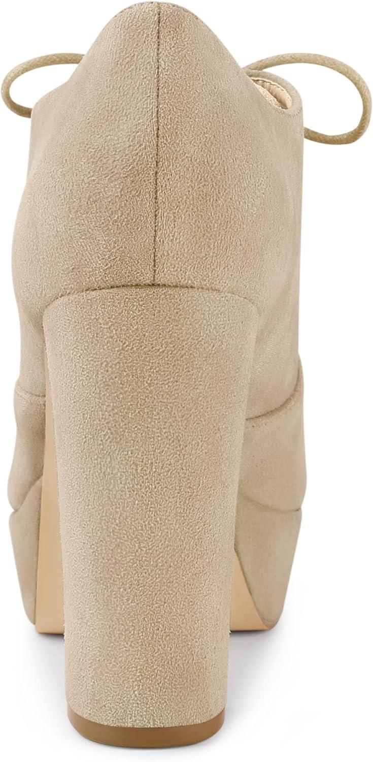 imageAllegra K Womens Platform Chunky Heel Lace Up BootiesKhaki