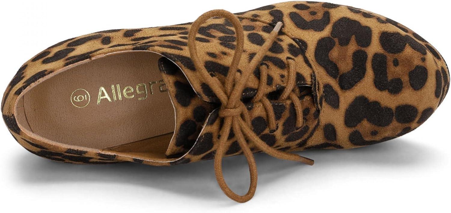 imageAllegra K Womens Platform Chunky Heel Lace Up BootiesLeopard