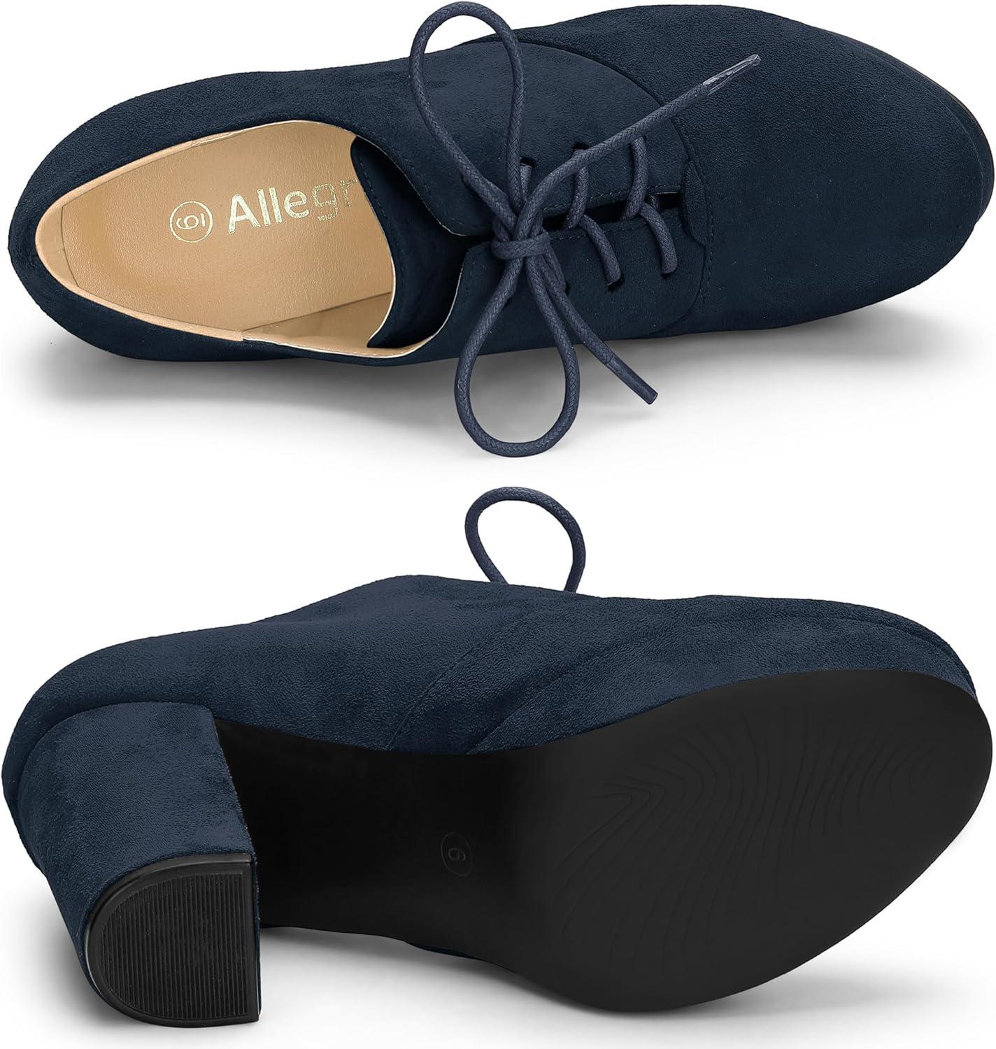 imageAllegra K Womens Platform Chunky Heel Lace Up BootiesNavy Blue