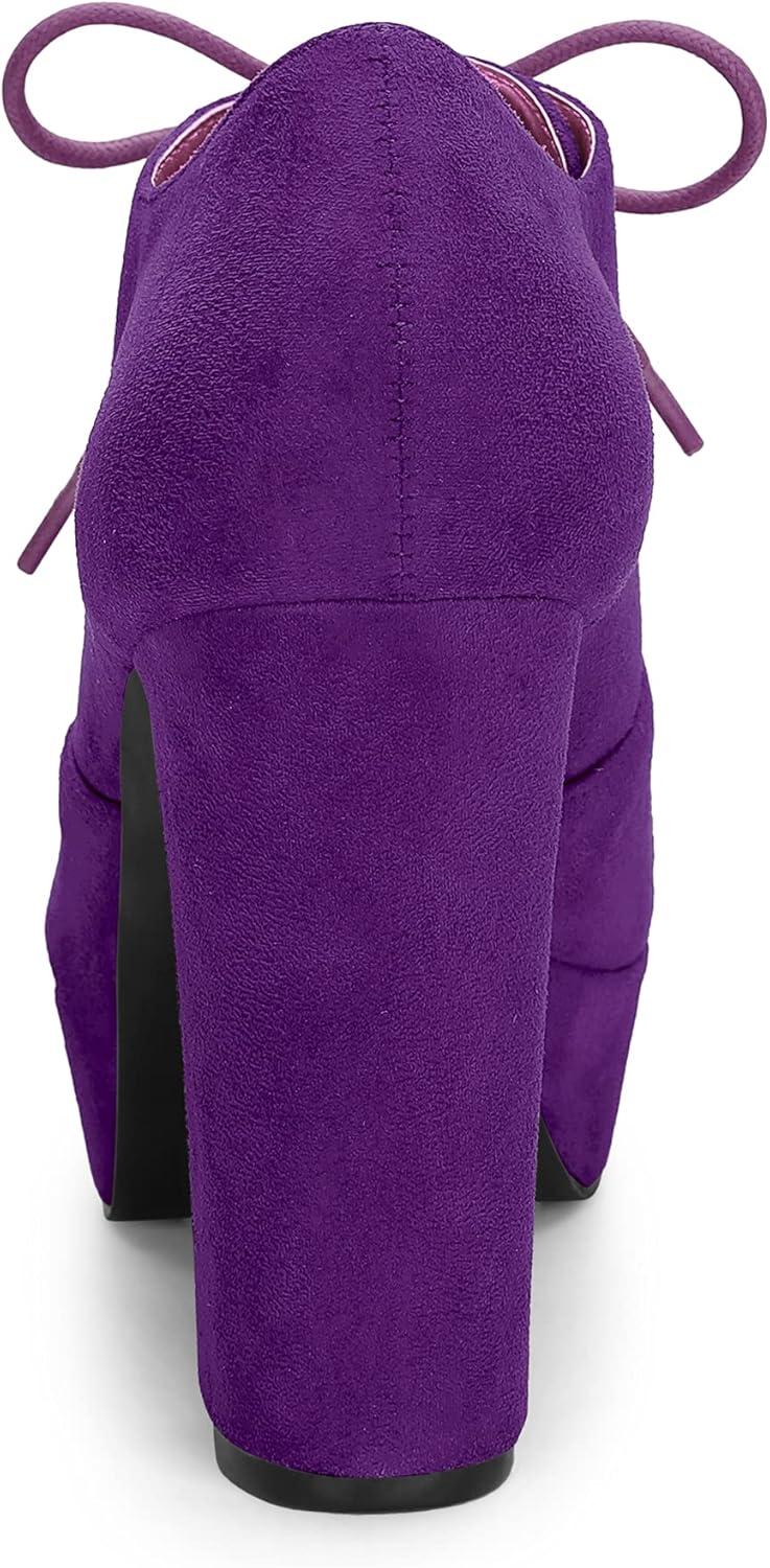 imageAllegra K Womens Platform Chunky Heel Lace Up BootiesPurple