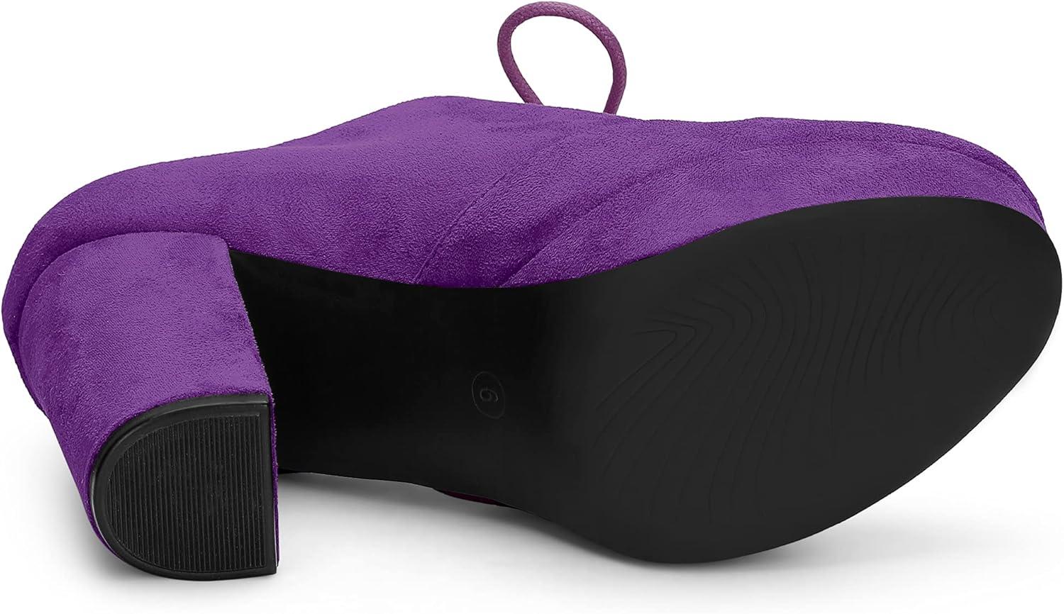 imageAllegra K Womens Platform Chunky Heel Lace Up BootiesPurple