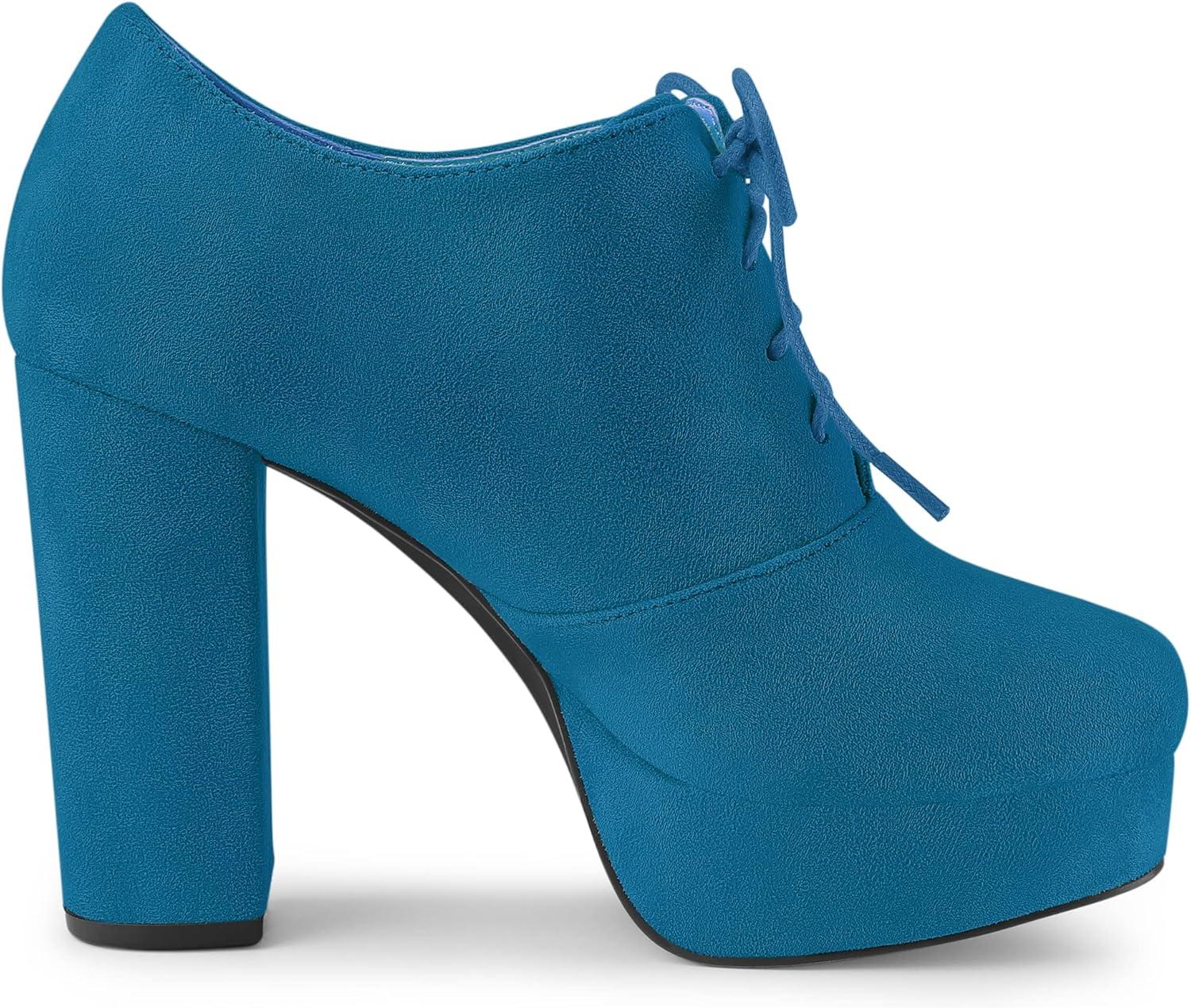 imageAllegra K Womens Platform Chunky Heel Lace Up BootiesSea Blue