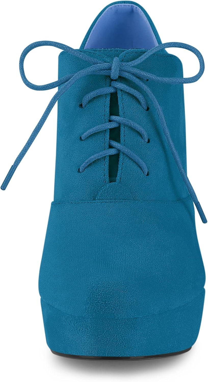 imageAllegra K Womens Platform Chunky Heel Lace Up BootiesSea Blue
