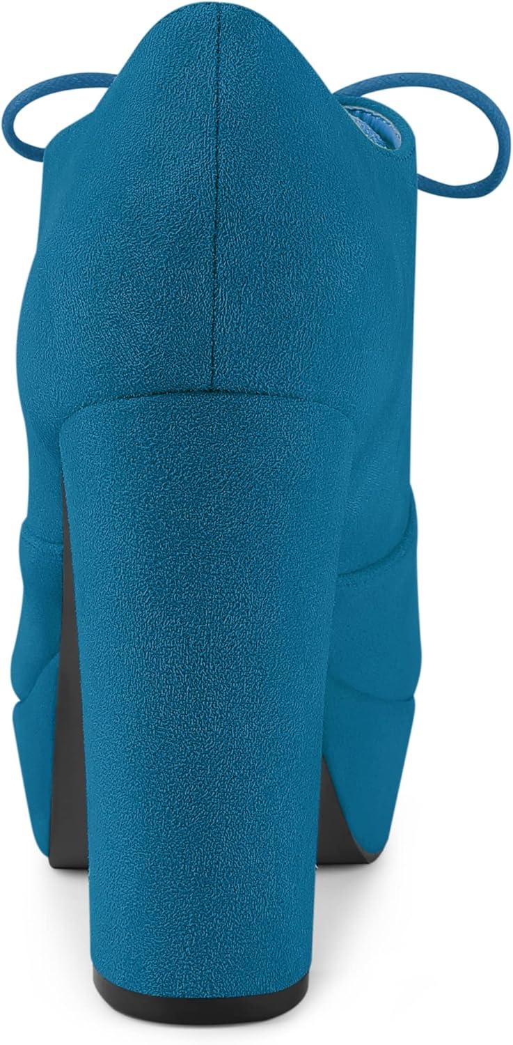 imageAllegra K Womens Platform Chunky Heel Lace Up BootiesSea Blue