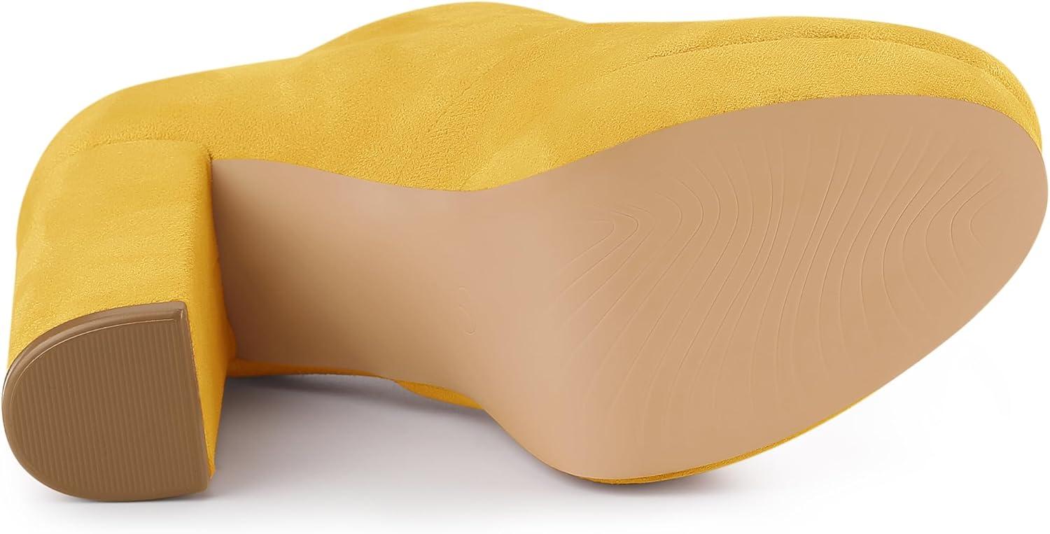 imageAllegra K Womens Platform Chunky Heel Lace Up BootiesYellow