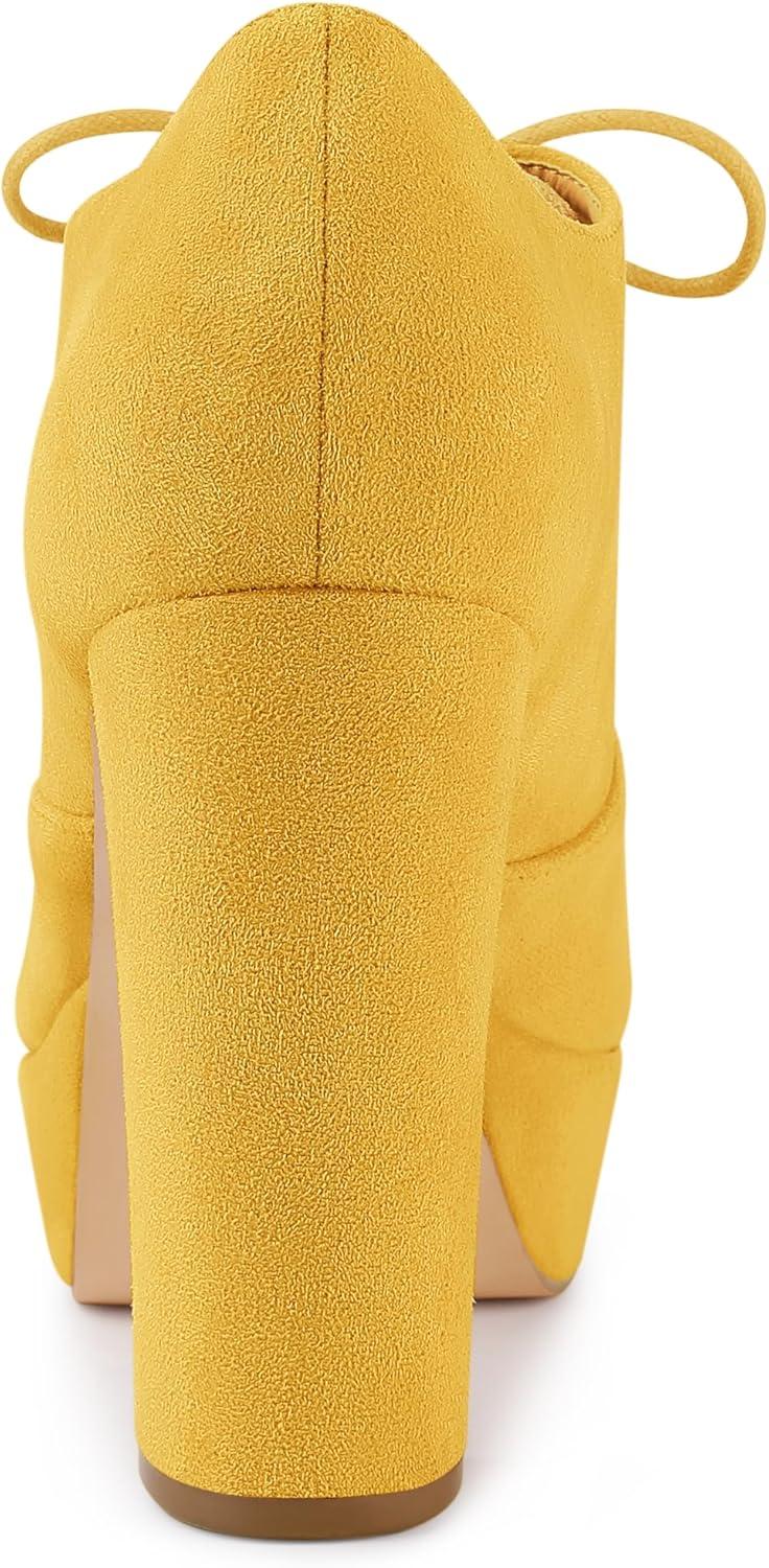 imageAllegra K Womens Platform Chunky Heel Lace Up BootiesYellow