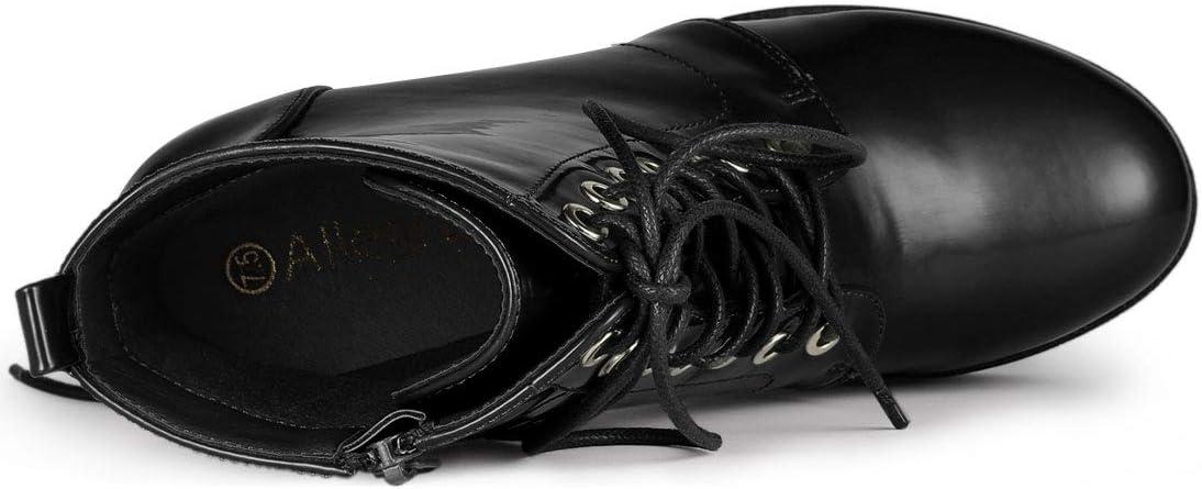 imageAllegra K Womens Platform Chunky High Heel Lace Up Combat BootsBlack