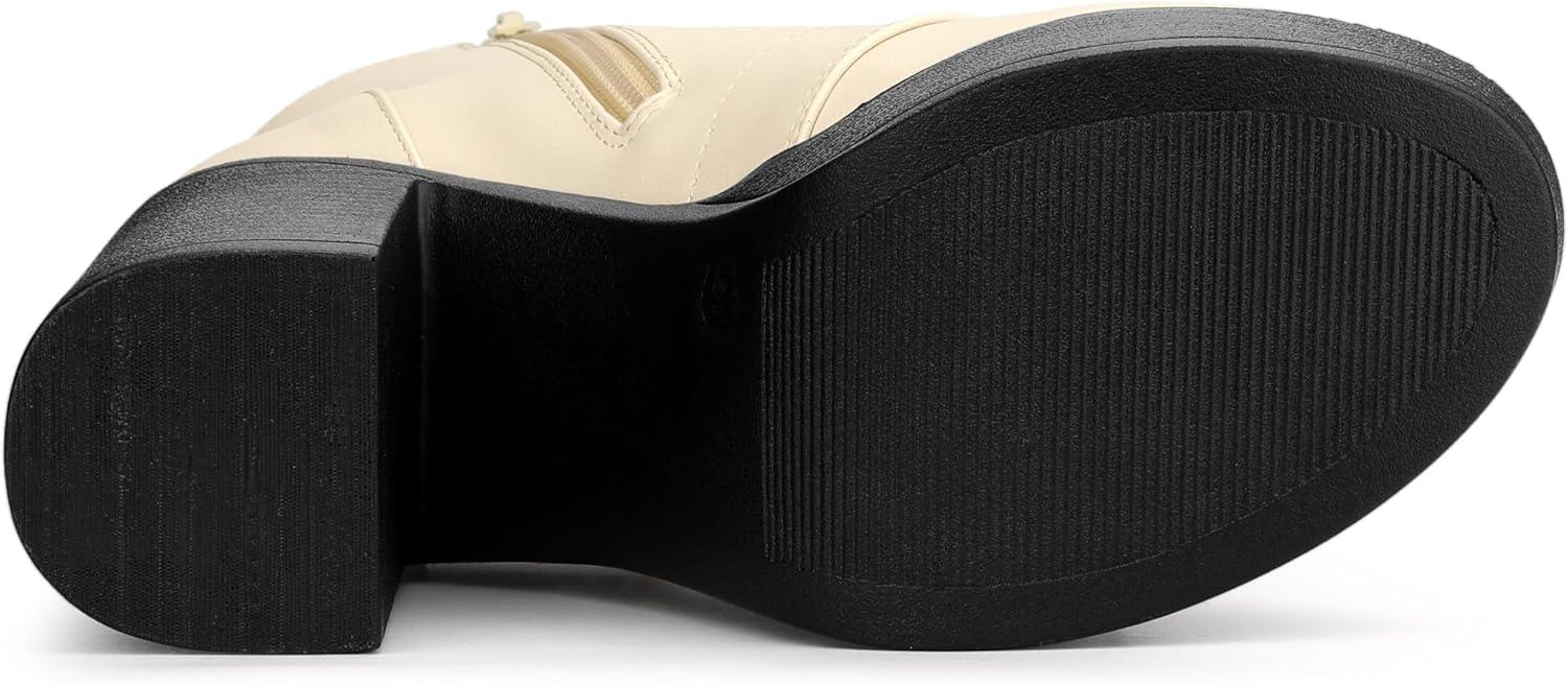 imageAllegra K Womens Platform Chunky High Heel Lace Up Combat BootsCream