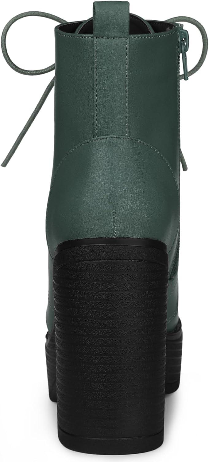 imageAllegra K Womens Platform Chunky High Heel Lace Up Combat BootsDark Green