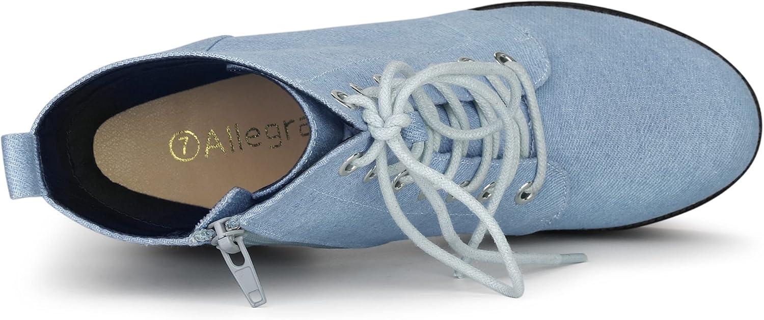 imageAllegra K Womens Platform Chunky High Heel Lace Up Combat BootsDenim Blue
