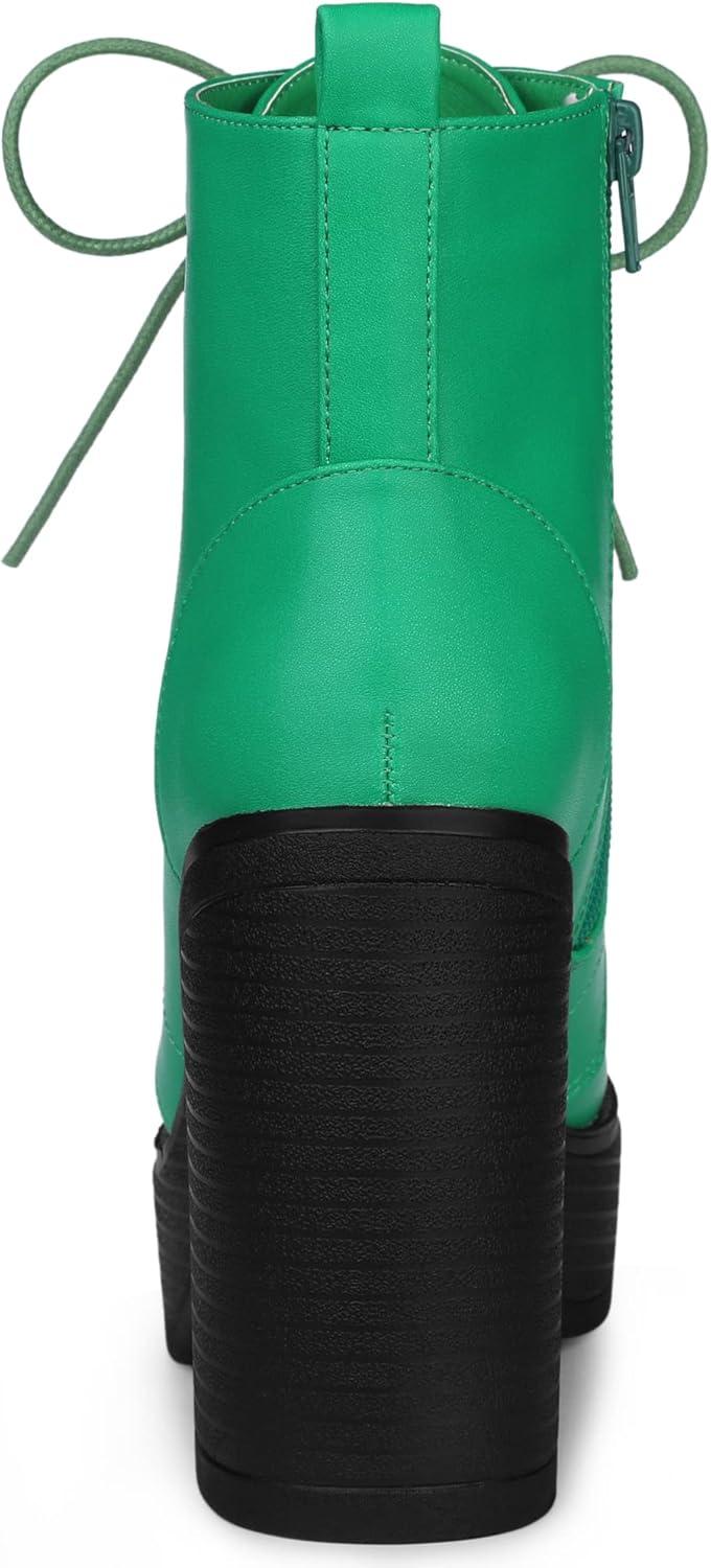 imageAllegra K Womens Platform Chunky High Heel Lace Up Combat BootsGrass Green