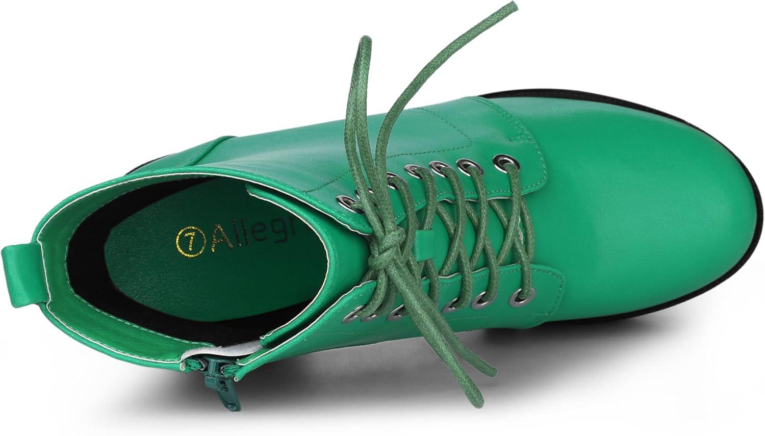 imageAllegra K Womens Platform Chunky High Heel Lace Up Combat BootsGrass Green