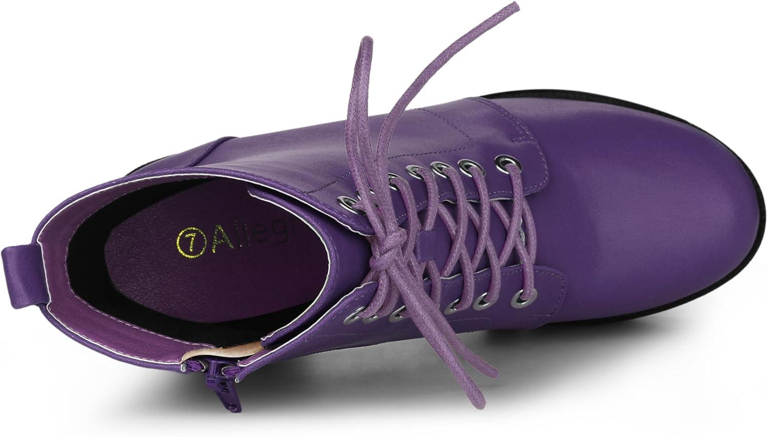 imageAllegra K Womens Platform Chunky High Heel Lace Up Combat BootsPurple