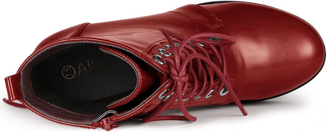 imageAllegra K Womens Platform Chunky High Heel Lace Up Combat BootsRed