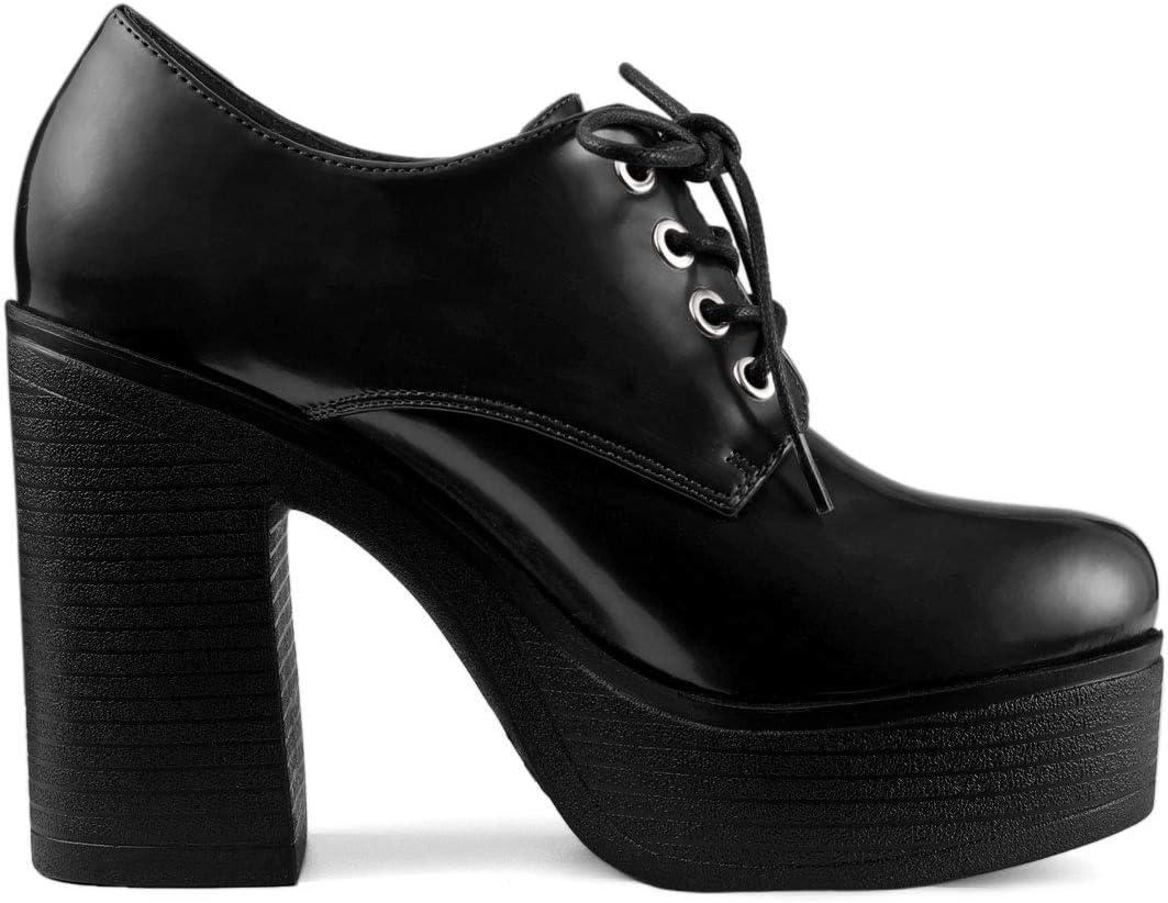 imageAllegra K Womens Platform Lace Up Chunky Heel Ankle BootsBlack