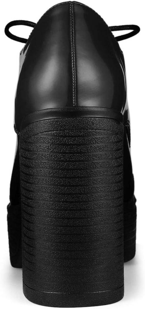 imageAllegra K Womens Platform Lace Up Chunky Heel Ankle BootsBlack