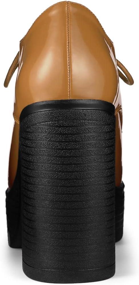 imageAllegra K Womens Platform Lace Up Chunky Heel Ankle BootsBrown