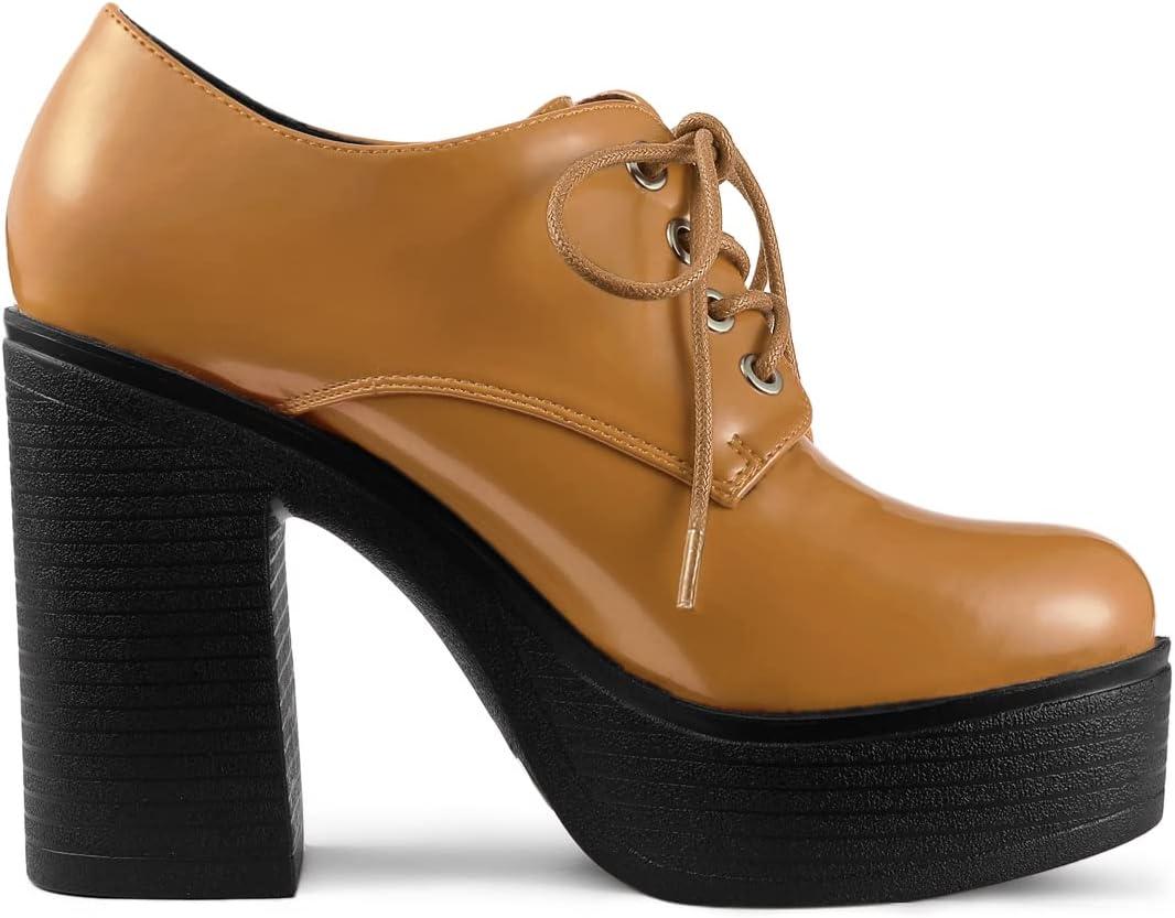 imageAllegra K Womens Platform Lace Up Chunky Heel Ankle BootsBrown