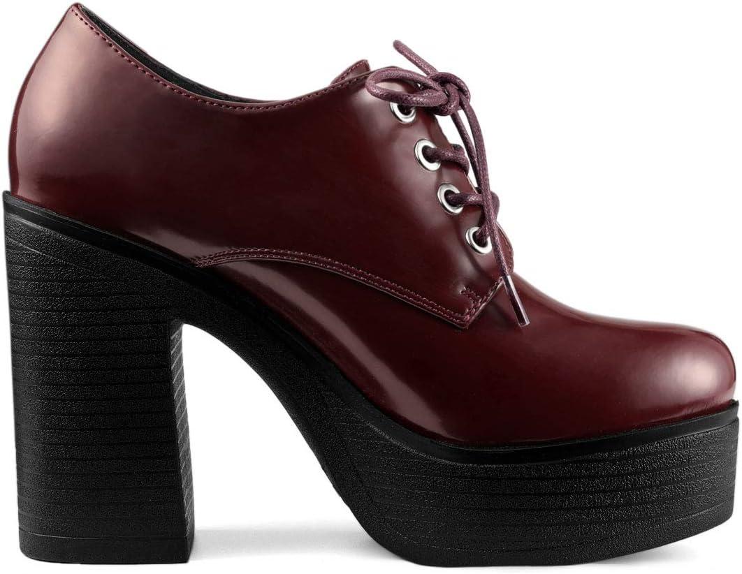 imageAllegra K Womens Platform Lace Up Chunky Heel Ankle BootsBurgundy