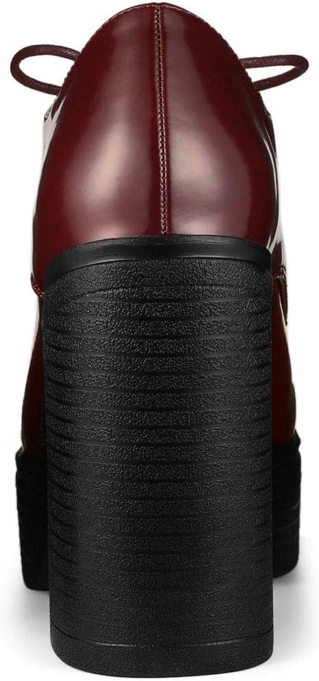 imageAllegra K Womens Platform Lace Up Chunky Heel Ankle BootsBurgundy