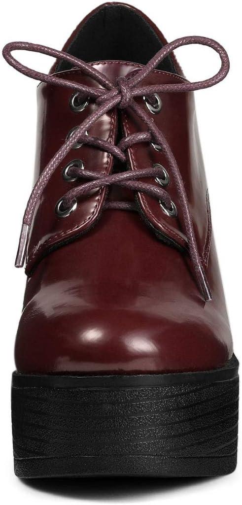 imageAllegra K Womens Platform Lace Up Chunky Heel Ankle BootsBurgundy