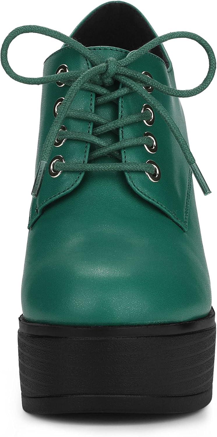 imageAllegra K Womens Platform Lace Up Chunky Heel Ankle BootsGreen