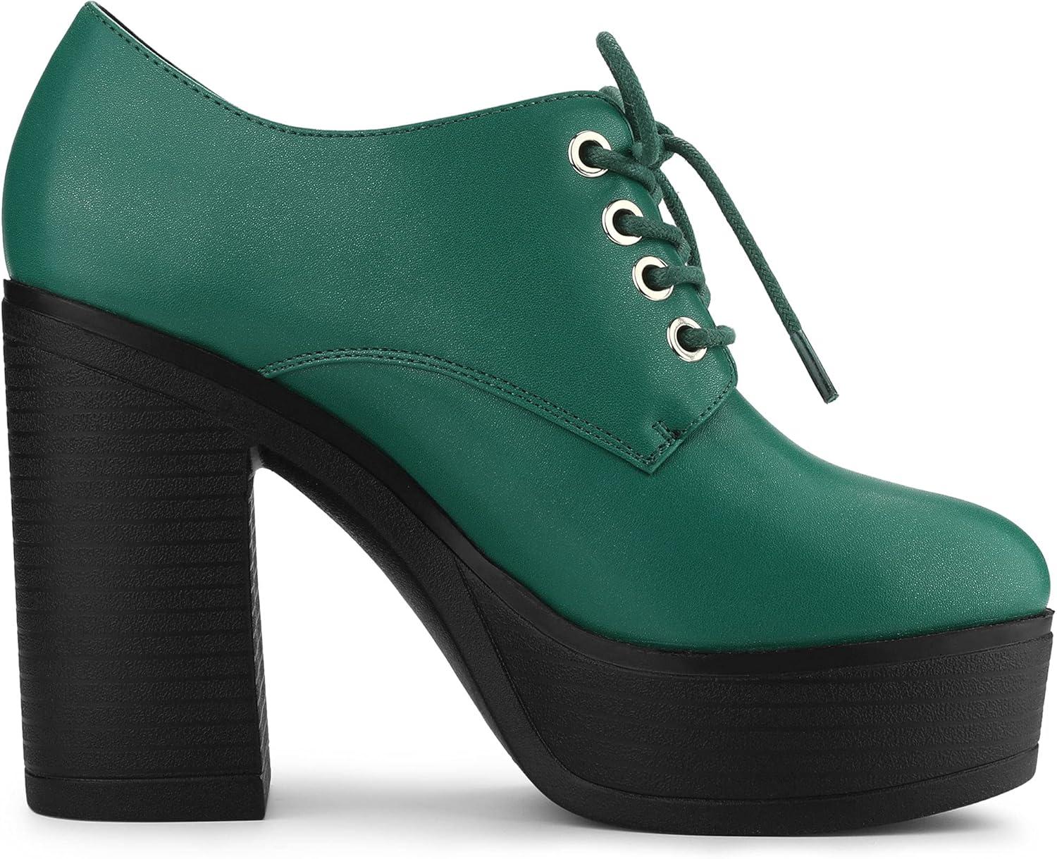 imageAllegra K Womens Platform Lace Up Chunky Heel Ankle BootsGreen