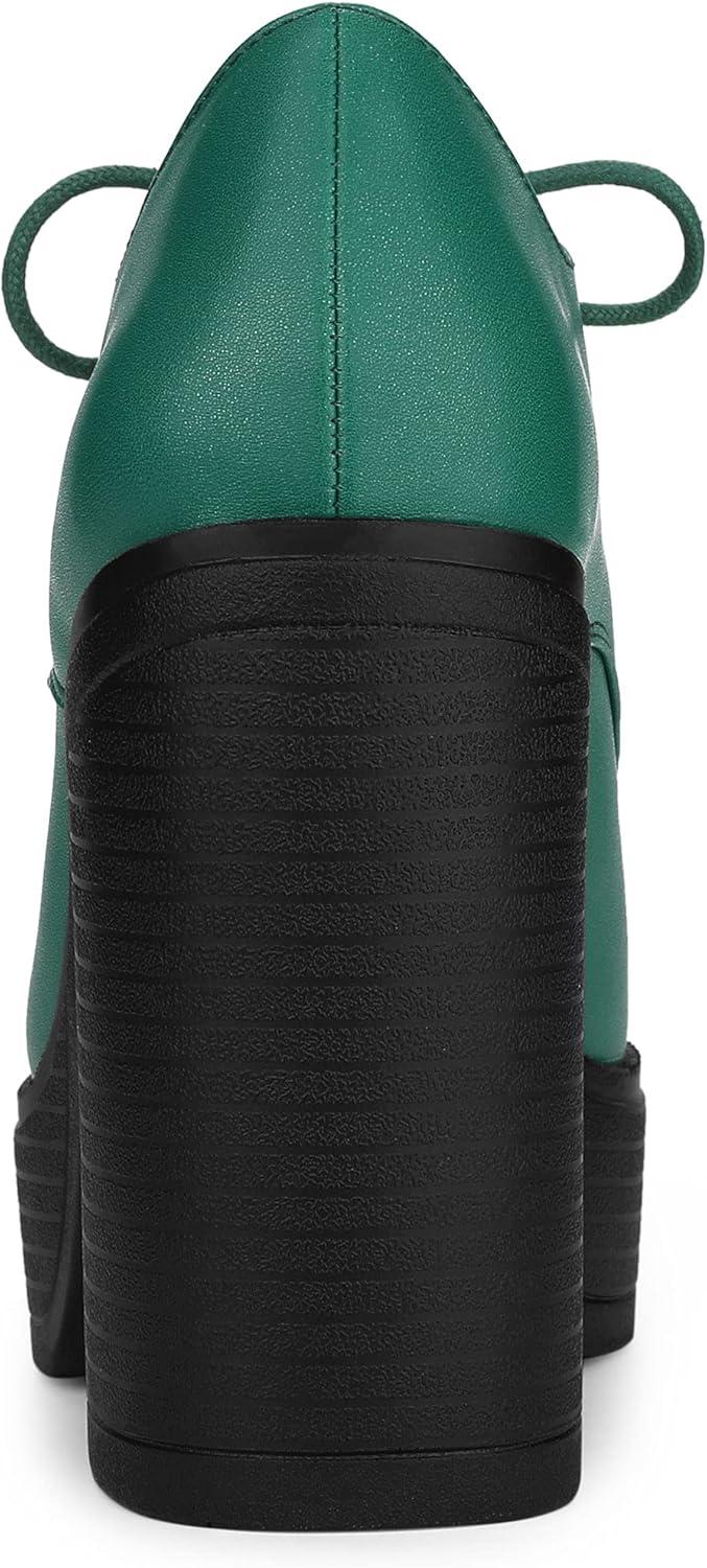 imageAllegra K Womens Platform Lace Up Chunky Heel Ankle BootsGreen