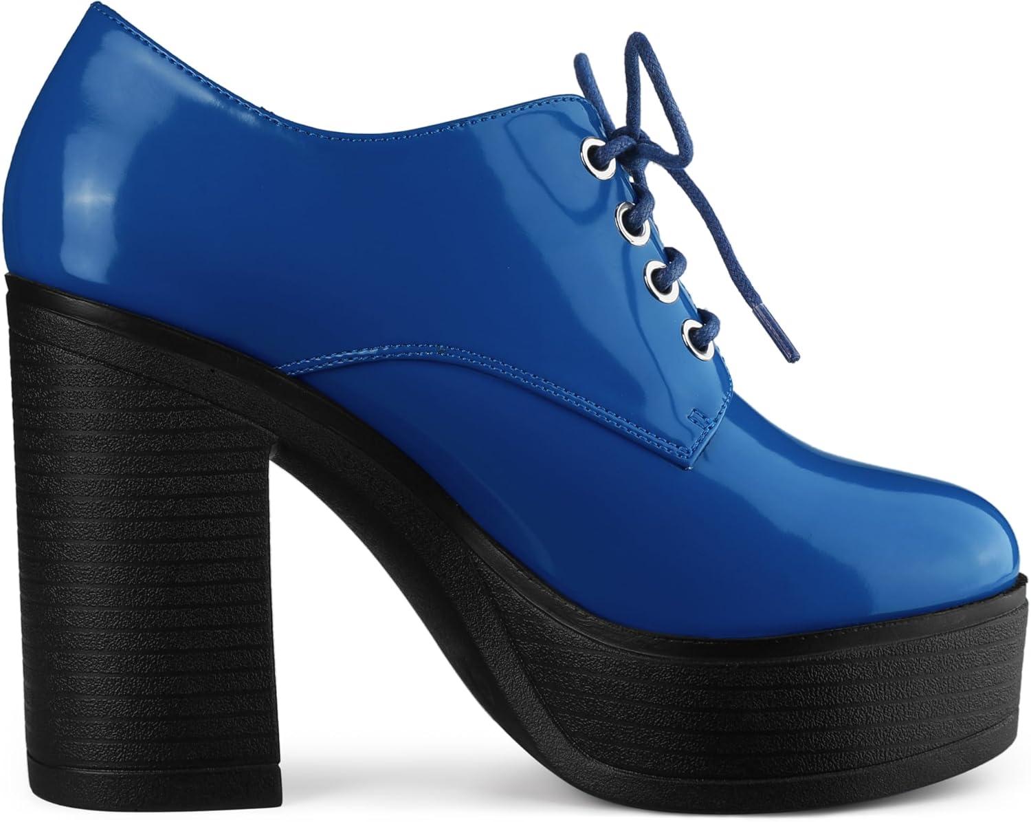 imageAllegra K Womens Platform Lace Up Chunky Heel Ankle BootsRoyal Blue